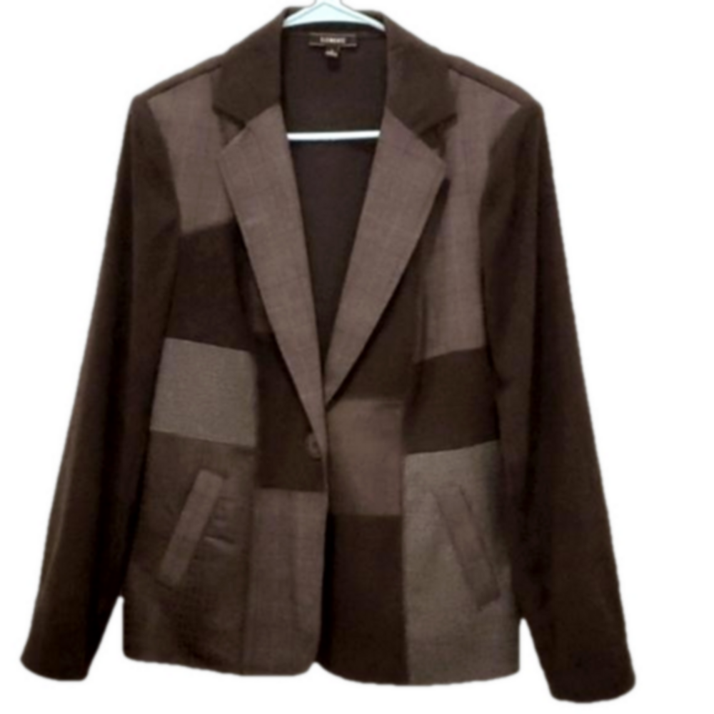 Blazer Patchwork Blazer Unique Design One Button Closure